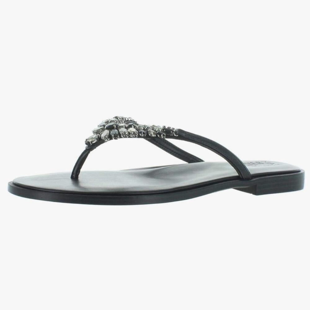 NATURALIZER Fallyn Rhinestone Embellished Flat Thong Sandal - 9.5 Black